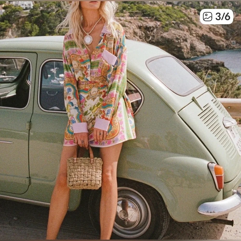 NWT Spell Maddalena Shirt Dress in Mosaic